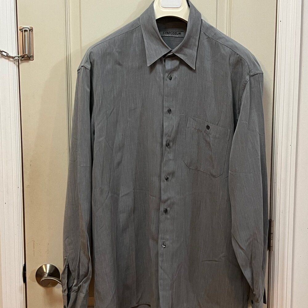 Symposium Menswear Men's Size XL 100% Tencel L/S B/D Dress Shirt. Shaded Grey.